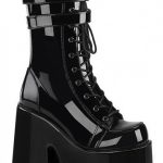 Demonia Camel-250 Chunky Heel Boots | Cyber Goth Rave and Festival .