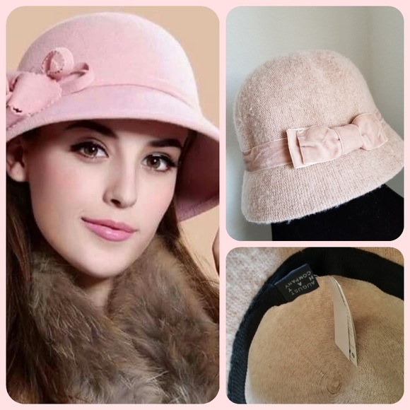 August Hats Accessories | Nwt Pink Wool Blend August Hat Cloche .