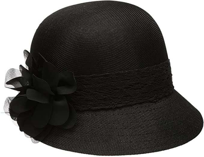 Epoch Women's Gatsby Linen Cloche Hat With Lace Band and Flower .