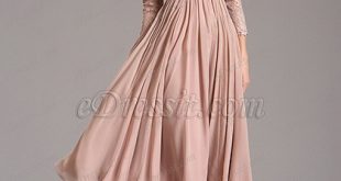 Rosy Brown Tea Length Cocktail Dress with Lace Sleeves (2616014