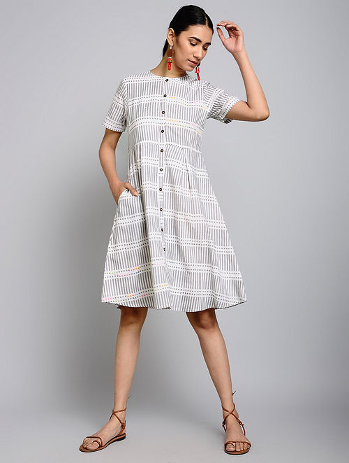 Buy Kiara Grey Block Printed Cotton Dress Online At Jaypore Com .
