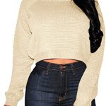 Amazon.com: Pink Queen Women's Knit Long Sleeves Cropped Sweater .