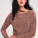 Cute Brown Sweater - Chenille Sweater - Cropped Sweat