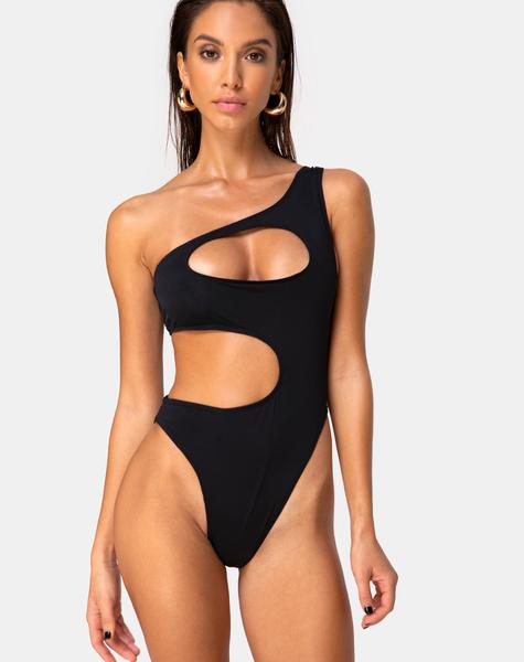 Matte Black Cutout Swimsuit | Velora – motelrocks.c
