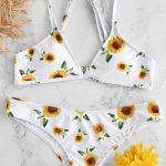 Sunflower Print Plunge Bikini Set | Cute swimsuits, Cute bathing .