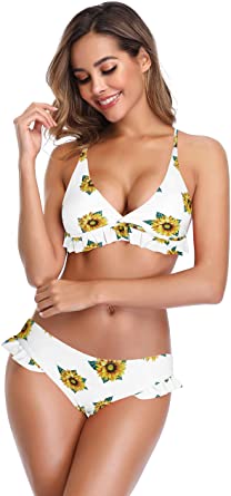 Amazon.com: SHEKINI Womens Ruffle Flounce Triangle Bathing Suits .