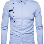 Cover Placket Buttons Design Shirt - LIGHT BLUE XL | Mens designer .