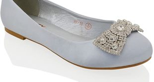 Amazon.com | ESSEX GLAM Womens Flat Bridal Shoes Satin Diamante .