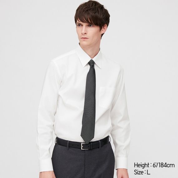 MEN Fine Cloth Super Non Iron Slim Fit Long Sleeve Shirt(Regular .