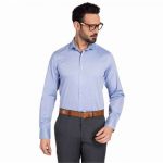 Herringbone Fabric Classic Fit Dress Shirt in pure cotton for .