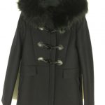 Zara Navy Blue Duffle Coat With Faux Fur Collar Size Small Ref .