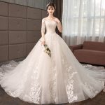 Elegant Champagne Wedding Dresses 2019 A-Line / Princess Off .