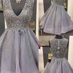 short prom dress,beaded Prom Dress,charming prom dress,mini .