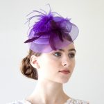 Purple Fascinator Hat With Feathers | Masquerade Expre