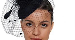 Zivyes Fascinator Hats for Women Pillbox Hat with Veil Headband .