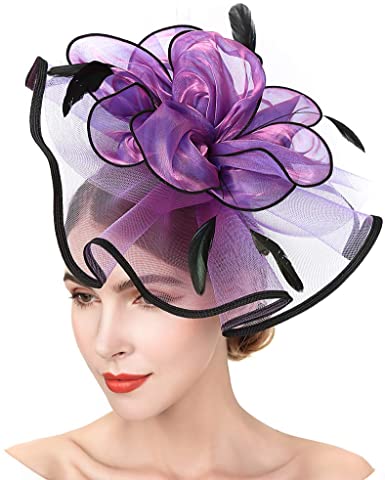 YIULSG Fascinators Hat Feather Headwear Flower Headbands for Women .