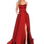 A-Line Red Prom Dresses Satin Fashion Dress Cheap | la