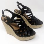 Fergalicious Shoes | Black Patent Wedge Sandals | Poshma