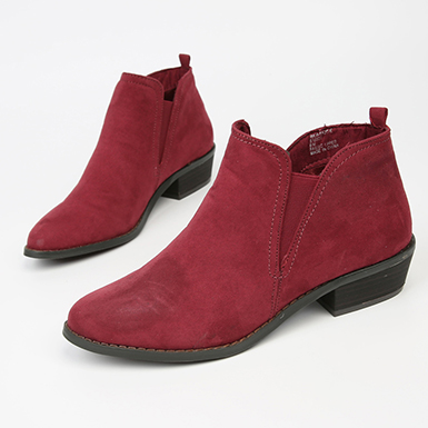 Women's Flat Ankle Boots in Deep R