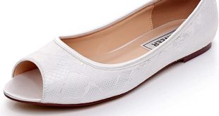 Amazon.com | LUXVEER Ivory Wedding Flats, Peep Toe Bridal Shoes .