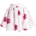 Rose Print Flare White Skirt (64 MYR) ❤ liked on Polyvore .