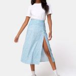 Midi Blue Floral Skirt | Saika – motelrocks-com-