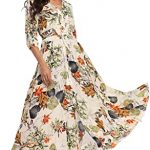 Summer Floral Print Maxi Dress Women Button Up Split Long Flowy .