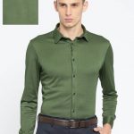 Buy Arrow New York Olive Green Super Slim Fit Printed Formal Shirt .