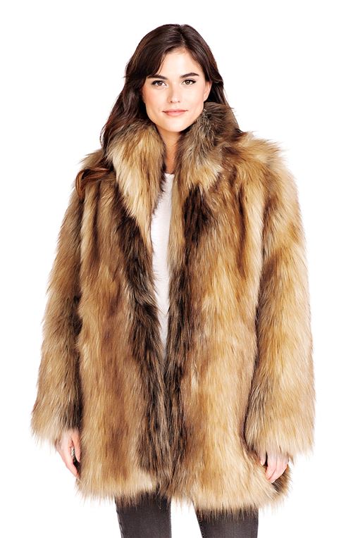 Red Fox Shawl Collar Faux Fur Jacket | Faux Fur Shaw