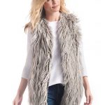 Grey Tibetan Lamb Faux Fur Vest | Womens Faux Fur Vests - Donna .