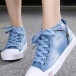 Light Blue Round Toe Flat Lace-up Canvas Casual Shoes in 2020 .