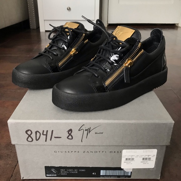 Giuseppe Zanotti Shoes | Black Leather Low Top Sneakers | Poshma