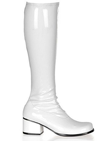 Retro 70s Costume Cheer Low Heel White Gogo Boot - 9 (With images .