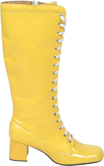 Women's Yellow Lace-Up Zipper Go Go Boots | Yellow Costume Shoes .