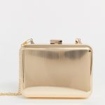 True Decadence embossed gold metal box clutch bag | AS