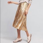 Maeve Skirts | Gold Metallic Skirt | Poshma
