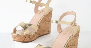 Cute Gold Sandals - Wedge Sandals - Cork Sandals - Gold Wedg