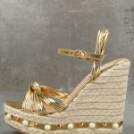 Stunning Gold Wedges - Pearl Wedges - Espadrille Wedg