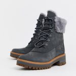 Timberland Courmayeur Valley shearling ankle boots in gray | AS