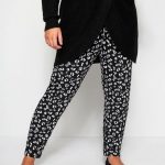 Black Animal Print Harem Trousers | Sizes 16 to 36 | Yours Clothi
