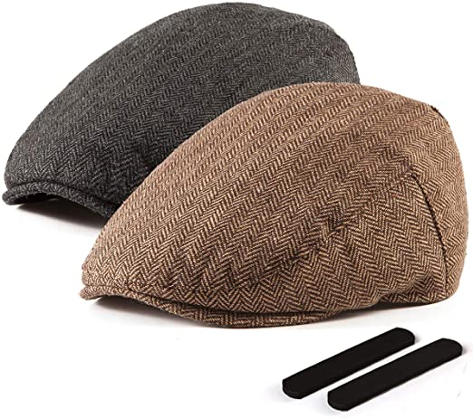 LADYBRO 2 Pack Newsboy Hats for Men Wool Scally Cap Mens Flat .