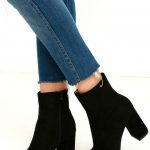 Stylish Black Suede Boots - Fitted Black Booties - Heeled Boo