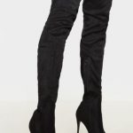 Emmi Black Thigh High Heeled Boots | Shoes | PrettyLittleThing U