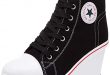 Amazon.com | Hurriman Women's Wedge Sneakers High Heel Canvas .