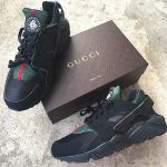 Nike Gucci Drops the Air Huarache Ultra Sports shoes Black&green .