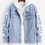 47% OFF] 2020 Graphic Printed Casual Denim Jacket In JEANS BLUE .