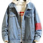 39% OFF] 2020 Graphic Pattern Button Up Denim Jacket In JEANS BLUE .