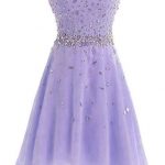 Beautiful Lavender Short Beaded Junior Prom Dress, Cute Party .