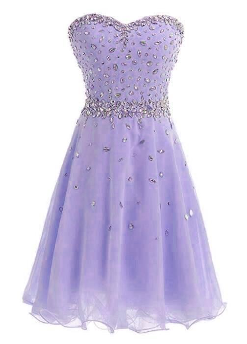 Beautiful Lavender Short Beaded Junior Prom Dress, Cute Party .