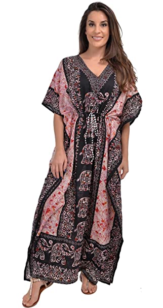 Nightingale Collection Womens Ladies Long Kaftans Elephant Printed .